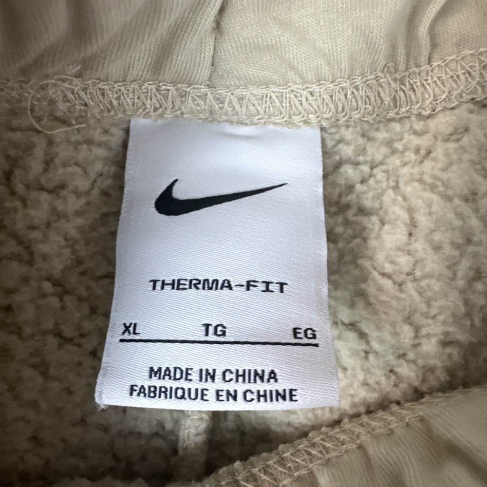 Nike Sweatshirt Pant Set Womens XL Beige Fleece Sherpa Mock Neck DD6487 Cozy - Picture 11 of 16